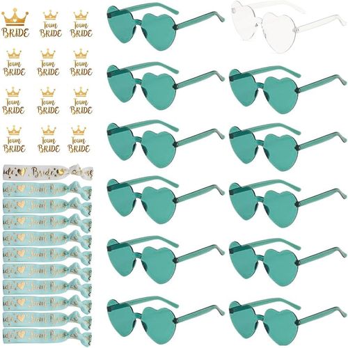 Asas-Lunettes En Forme De Coeur Bracelets Team Bride,Lunettes Soleil Coeur Sans Monture,Lunettes Coeur Décoratives,Lunettes Forme Coeur,Drôle Lunettes Soleil Fête En Forme,C?ur Lunettes