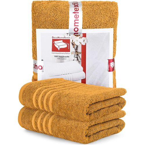 Asas-Decohometextil-Lot De 2 Serviettes De Bain Moutarde En 100 % Coton De Qualité Supérieure-Douces Et Absorbantes
