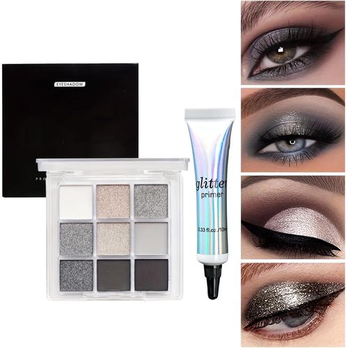 Asas-Palette De Fard À Paupières 9 Couleurs Mat Et Pailleté,Imperméable,Ombre Matte Scintillante,Fard À Paupières Pailleté Hautement Pigmenté,Palette De Maquillage Pour Les Yeux Pailleté(Fumé,1) 