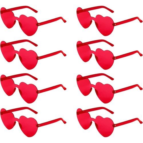 Asas-8pcs Lunettes De Soleil En Forme De Coeur,Élégantes Transparentes Lunettes De Soleil Coeur Sans Monture Pour Adulte Femmes Filles À La Fête D'été Fête D'anniversaire