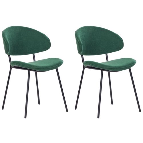 Chaise De Salle À Manger Set De 2 Tissu Vert Foncé Kiana