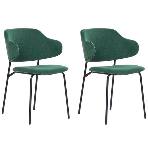 Chaise De Salle À Manger Set De 2 Tissu Vert Foncé Kenai