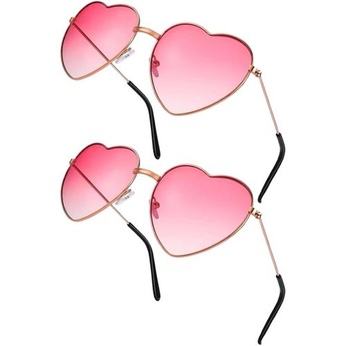 Asas-2 Piece Heart Shaped Sunglasses,Hippie Glasses,Kids Vintage Costume Glasses,Men's,Women's,Hippie Fashion,Dress Accessories(Gradual Rose)