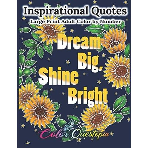 Inspirational Quotes Large Print Adult Color By Number - Dream Big, Shine Bright