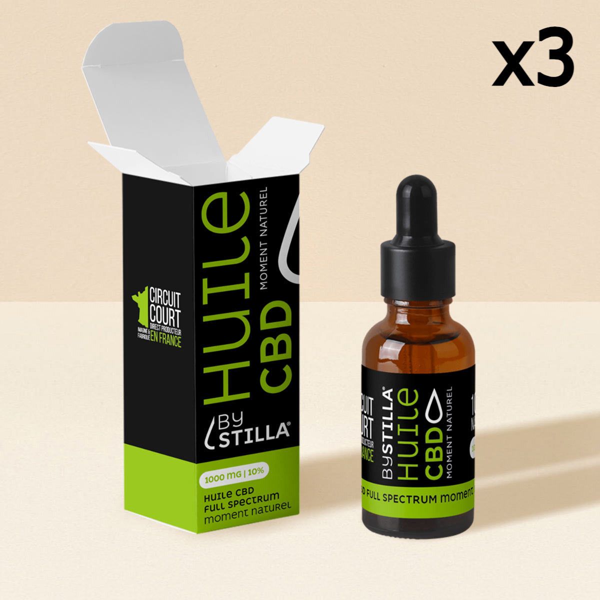 Huile Cbd Chanvre, Full Spectrum (10ml) 2000mg / 20% / 3 Flacons 