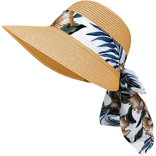Asas-Casquettes Rétro Chapeau Paille Visières Femme Chapeau D'été Pliable Grande Bord Avec N?ud Pour Femme Fille Capline Vintage Pour Plage 58cm