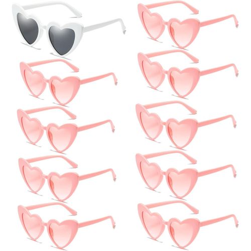 Asas-Lot De 10 Lunettes De Soleil En Forme De C?Ur-Vintage Uv400 Pour Femmes,Hommes,Enfants-Mariage,Fête,Extérieur