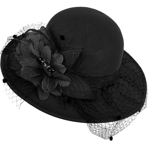 Asas-Chapeau Bibi À Large Bord Pour Femme-En Feutre Vintage-Avec Voile-Pour L'hiver-Pour Mariage,Fête