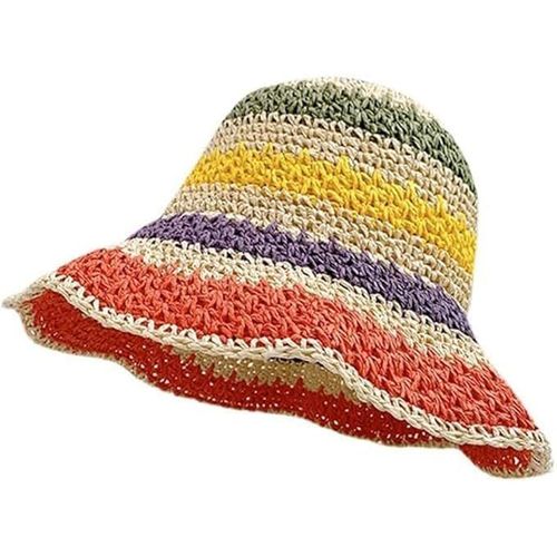 Asas-Chapeau De Paille De Femmes Plage Bonnet De Soleil Pliable Grande Dame Disquette De Papier Tresse Large Bord Pour Voyage Décoration Décoration Vacances D'été