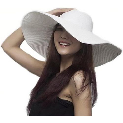 Asas-1 Chapeau De Soleil Pour Femme-Couleur Pure-Pliable-Large Bord-Élégant-Avec N?ud-Style Bohème-Pour L'été-Plage-Upf 50 +