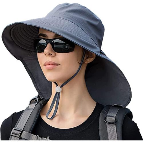 Asas-Chapeau De Soleil Extérieur Avec 50 + Protection Upf Large Bord De Chapeau Avec Rabat De Cou Pour Les Femmes