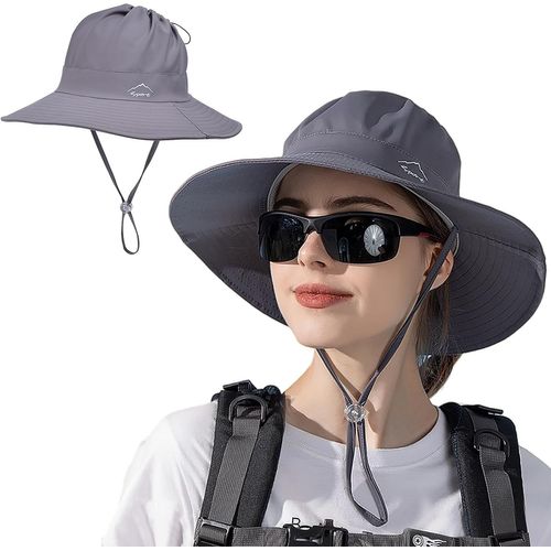 Asas-Chapeau Femme Été Large Bord,Chapeau Safari Respirant Avec Cordon Coupe-Vent