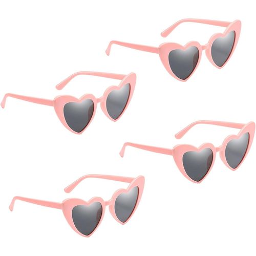 Asas-4 Pcs Lunettes Coeur,Lunettes De Soleil Coeur¿Lunettes D'amour Vintage Mode ?il De Chat Rétro Soleil Forme De C?ur Fantaisie Coloré Pour Filles Femmes Voyage Été Fête