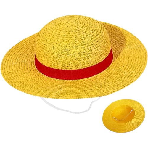 Asas-Luiffy Chapeau De Paille,2pcs Chapeaux De Soleil Pour Enfant Chapeau De Paille Pliable Chapeaux De Plage À Tresse Large Bord Bonnet De Soleil Bonnet D'été Extérieur Respirant Pour Voyage Randonée