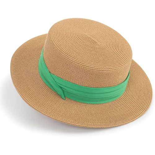 Asas-Chapeau De Soleil En Paille Pour Femme-Chapeau De Bateau Pliable À Large Bord-Fedora Panama-Avec Bande