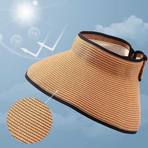 Asas-Chapeau De Paille Femme À Large Bord Réglable Et Pliable Pour Été Plage Voyage Outdoor Et Jardinage