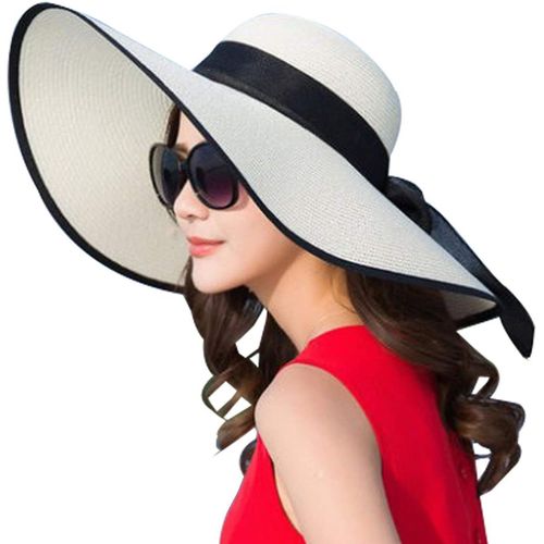 Asas-Dreshow Femme Capeline De Paille À Large Bord Anti-Soleil Respirant Anti Uv Upf 50+ Pour La Plage
