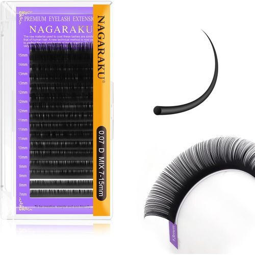 Asas-Extension De Cils À Cils Individuel Volume Russe Faux Cils Professionnel Classique 1: 1 Eyelash Extensions Naturel Boucle Stable Léger Cils Noir 16 Rangées(0.07mm D Curl 7-15mm) 