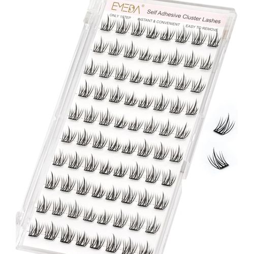 Asas-Grappes De Cils Autocollants,Cils À Presser Naturels Cils Pré-Collés Cils Cluster Ondulées,Kit De Cils Individuels C Curl,Ultra-Mince&léger Réutilisable Aucun Résidu(Fairy 03) 
