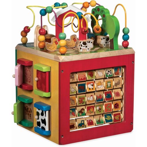 NAERYUT-Jouet Pour Bébés¿Centre D¿Activité En Bois¿Cube D¿Activité Pour Découvrir Les Animaux De La Ferme¿Pour Enfants Âgés De 1 An Et Plus