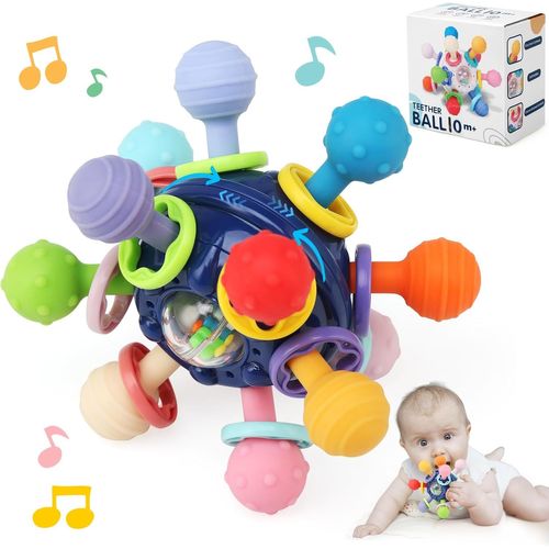 NAERYUT-Jouet Bebe 1 An Jeux Montessori Bebe Eveil 0 3 6 Mois,Hochet Bebe Silicone Sensoriel Jouets De Dentition Jeux De Préhension Jeu Cadeau De Naissance Pour Bébés Garcon Fille 3 6 9 12 Mois