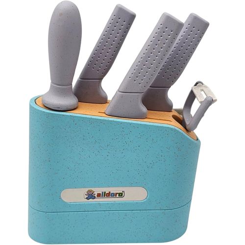 NAERYUT-60426 Bloc À Couteaux Jouet-7 Pièces Pour Les Cuisines D'Enfants-En Mélange De Plastique Et De Paille De Blé,Ecofriendly