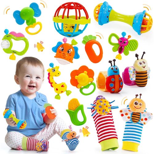 NAERYUT-Hochet Bebe 0 3 6 9 Mois,Jouet Bebe 0 3 6 Mois Jeux Eveil Bebe 0 3 6 Mois Jouet Dentition Bébé Cadeau 0-6 Mois Fille Garçon Jeux Bebe 0-9 Mois Jouet Nouveau Né Garçon Fille Montessori Jeux
