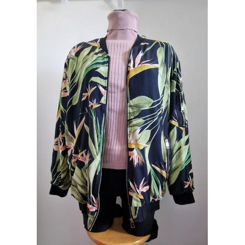 Veste / Blouson Style Aviateur Imprimé Tropical - Zara