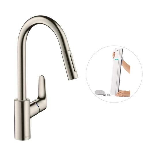 Hansgrohe - Robinet de cuisine avec douchette HANSGROHE Focus M41 240 sBox 2 jets aspect acier inox  - Gris