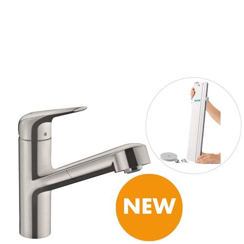 Hansgrohe - Robinet de cuisine avec douchette HANSGROHE Focus M42 150 sBox aspect acier inox  - Gris