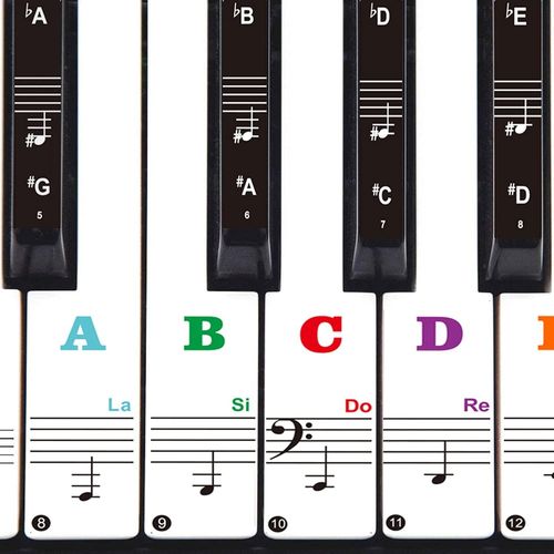 Naeryut-Apprendre Le Piano Autocollant Pour Notes De Piano Clavier À Enlever Sans Résidus,Autocollant Piano Pour 49,54,61,88 Touches