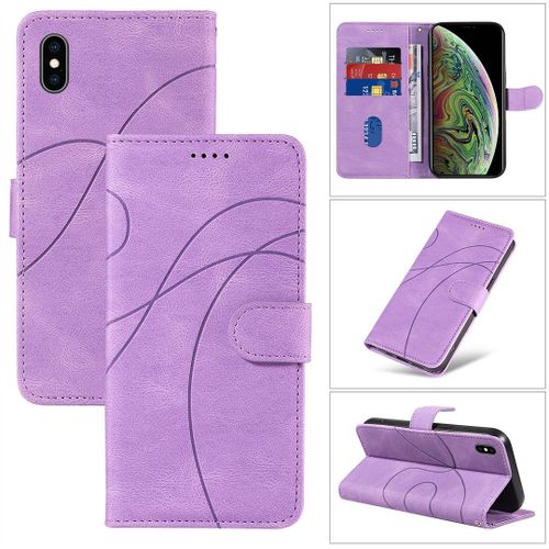 Saturcase Coque Pour Apple Iphone Xs Max, Courbe Pu Cuir Magnétique Flip Portefeuille Support Porte-Carte Dragonne Protecteur Housse Étui Pour Apple Iphone Xs Max (Hx-Violet)
