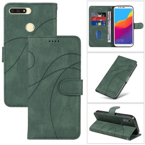 Saturcase Coque Pour Huawei Y6 2018 / Honor 7a, Courbe Pu Cuir Magnétique Flip Portefeuille Support Porte-Carte Dragonne Protecteur Housse Étui Pour Huawei Y6 2018 / Honor 7a (Hx-Marron)