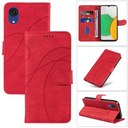 Saturcase Coque Pour Samsung Galaxy A03 Core, Courbe Pu Cuir Magnétique Flip Portefeuille Support Porte-Carte Dragonne Protecteur Housse Étui Pour Samsung Galaxy A03 Core (Hx-Rouge)