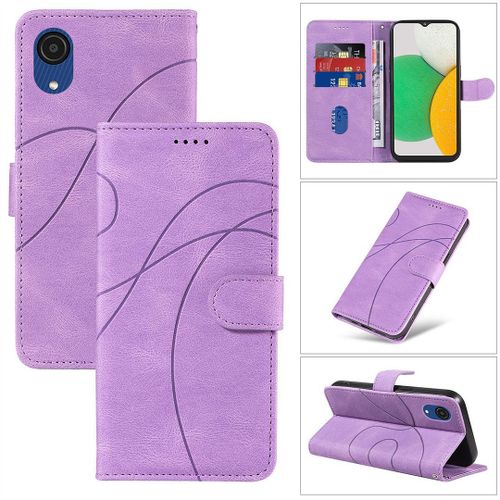 Saturcase Coque Pour Samsung Galaxy A03 Core, Courbe Pu Cuir Magnétique Flip Portefeuille Support Porte-Carte Dragonne Protecteur Housse Étui Pour Samsung Galaxy A03 Core (Hx-Violet)