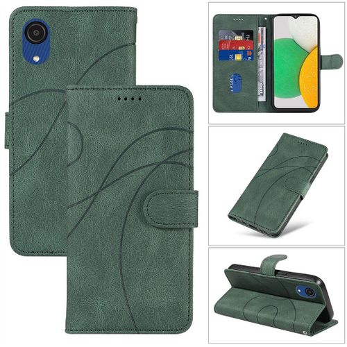Saturcase Coque Pour Samsung Galaxy A03 Core, Courbe Pu Cuir Magnétique Flip Portefeuille Support Porte-Carte Dragonne Protecteur Housse Étui Pour Samsung Galaxy A03 Core (Hx-Vert)