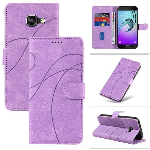 Saturcase Coque Pour Samsung Galaxy A3 2016, Courbe Pu Cuir Magnétique Flip Portefeuille Support Porte-Carte Dragonne Protecteur Housse Étui Pour Samsung Galaxy A3 2016 (Hx-Violet)