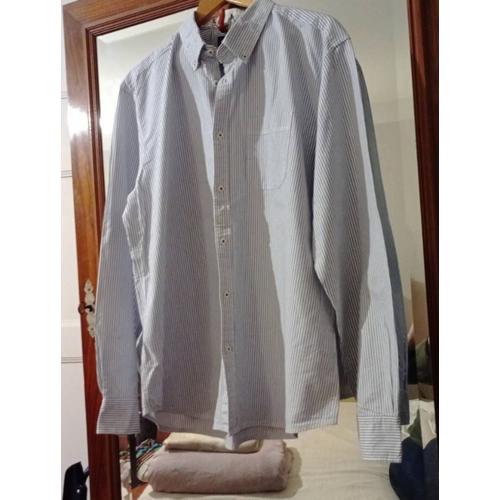 Chemise Rayée Blanche /Bleue Xxl Vintage Années 90 Springfield.