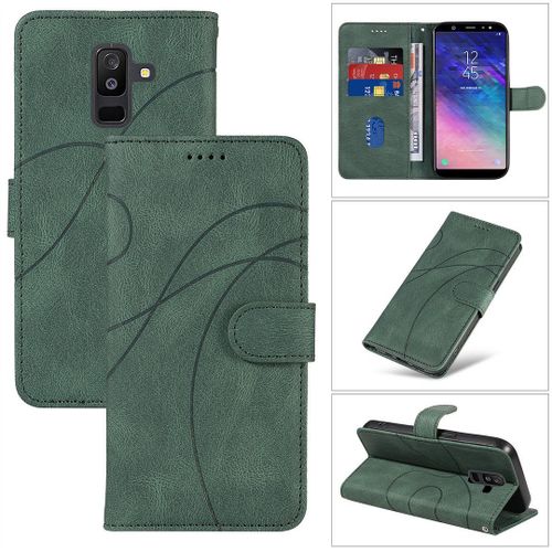 Saturcase Coque Pour Samsung Galaxy A6 Plus (2018), Courbe Pu Cuir Magnétique Flip Portefeuille Support Porte-Carte Dragonne Protecteur Housse Étui Pour Samsung Galaxy A6 Plus (2018) (Hx-Marron)
