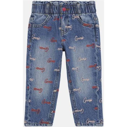 Jean Broderie Logo All-Over - Bleu