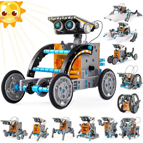 NAERYUT-Stem Kit De Robot Solaire Jouets 12 En 1,Ensemble D'Expériences Scientifiques Du Bâtiment Éducatif Cadeaux Pour Enfants Garçons Filles,Cadeaux Pour Enfants De 8 9 10 11 12 13 Ans (Gris)