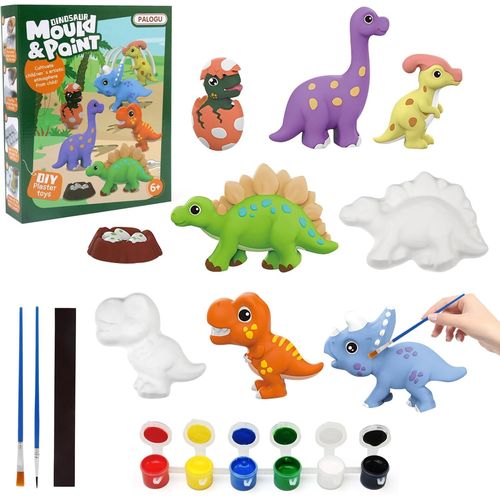 NAERYUT-Dinosaure Jouet,Enfant Moulage Et Peinture Kit 3D,Activites Manuelles Pour Enfants,Créatif Cadeau Anniversaire Noël Avec Moule Plâtre Pour Enfants Garcon Fille 3 4 5 6 8 9 10 12 Ans (Vert)
