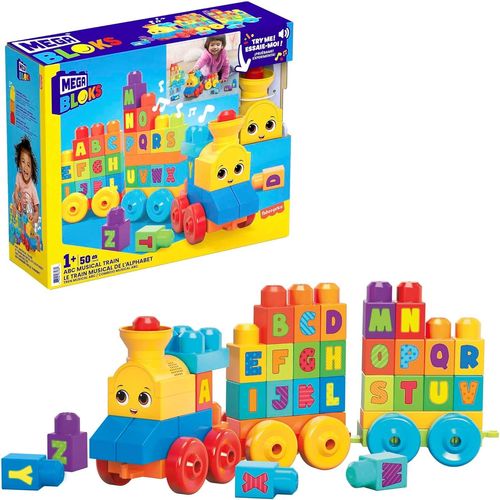 NAERYUT-Mega Bloks The Alphabet Train Building Blocks Set,50 Pieces,Toy For Babies And Children 1-5 Years Old Fwk22