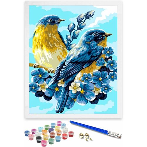 NAERYUT-Peinture Par Numero Pour Enfant Et Débutant,Loisirs Créatifs Activité Manuelle,Peinture Acrylique Kit De Dessin Pour Filles Et Garçons,Sans Cadre 40x50 Cm-Animaux-Oiseaux