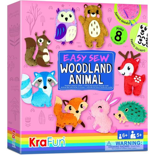 Naeryut-Kit De Couture Animaux Des Bois Pour Enfants Dès 5 Ans,8 Projets Débutants (Ours,Lapin,Renard,Hibou,Cerf),Feutre,Instructions,Jouet Éducatif