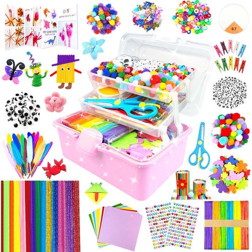 NAERYUT-3000 Activites Manuelles Pour Enfants Kit Bricolage Enfant Boîte Bricolage Pipe Cleaners Pour Enfants De 4-6 6-8 8-12 Ans Activite Enfant Ensemble De Matériel Jouet Cadeau Pour Filles Garçons