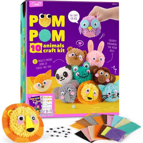 NAERYUT-Kit De Loisirs Créatifs D'Animaux Pompons Pour Enfants-Cadeau Fille Garçon 4 5 6 7 8 Ans Anniversaire-Jeu Activités Manuelles Enfant 5-10 Ans,Jouet Bricolage Fille Garçon 4-12 Ans
