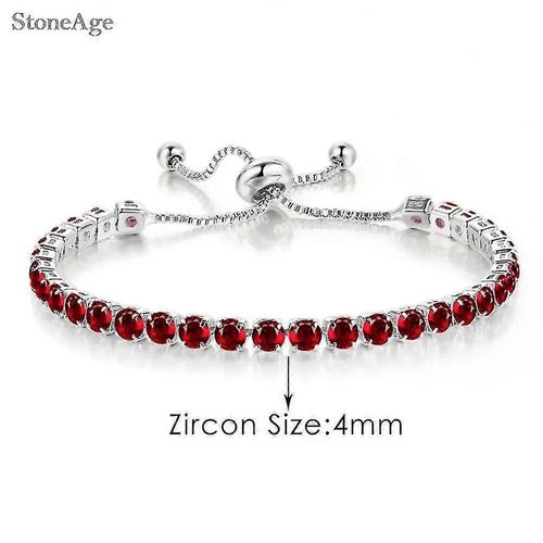 Chic Rouge Zircon Court Bracelet De Tennis Pour Femmes Hommes Éblouissant Cristal Réglable Chaîne À La Main De Bijoux De Mode Dropship
