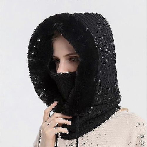 Mode Femmes Chapeau D'hiver Foulard Capuche Faux Fourrure Tricoté Cou Plus Chaud Costume
