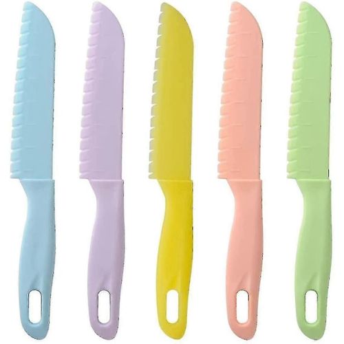 Couteau Jouet De Sécurité Pour Enfants, 5 Pcs Plastique Enfants Couteaux De Jouet Sûrs Pour Couper, Couteau De Cuisine Dentelé Coloré Chef Couteau Chefs Couteaux